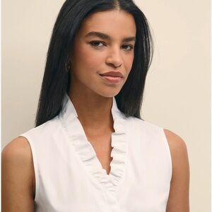 Fitted Non-Iron Stretch Supima® Cotton Ruffle Shirt